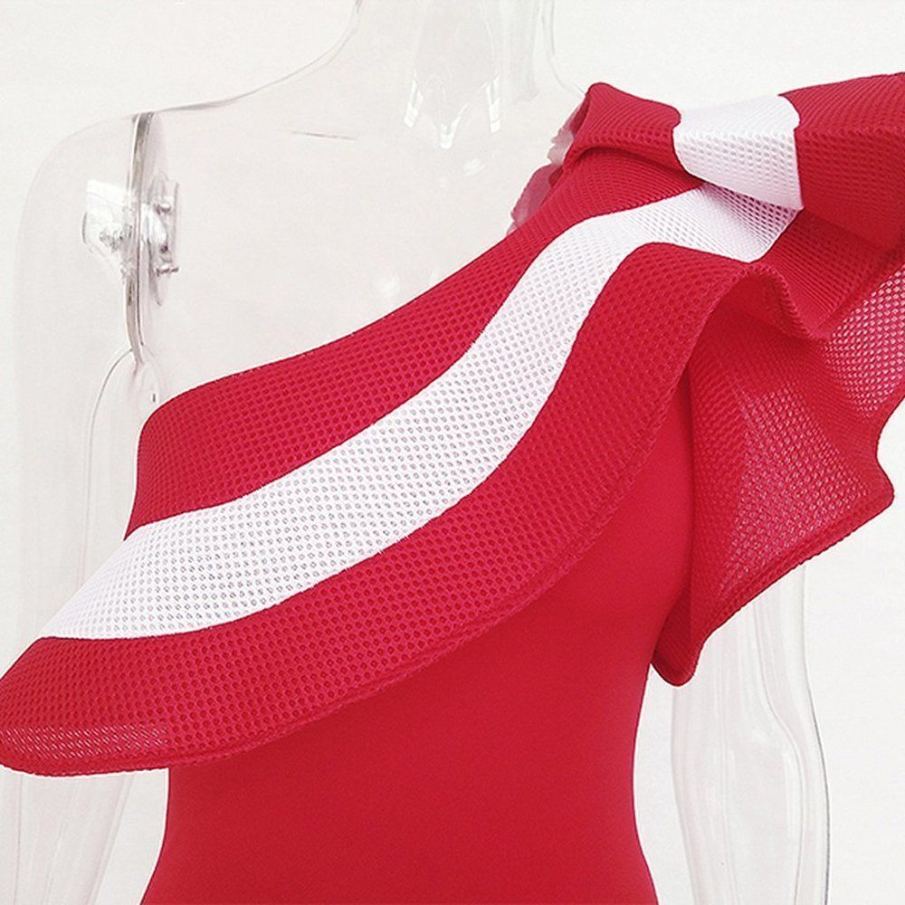 Sexy Ruffle One Shoulder Bodysuit - Picture 4 of 4